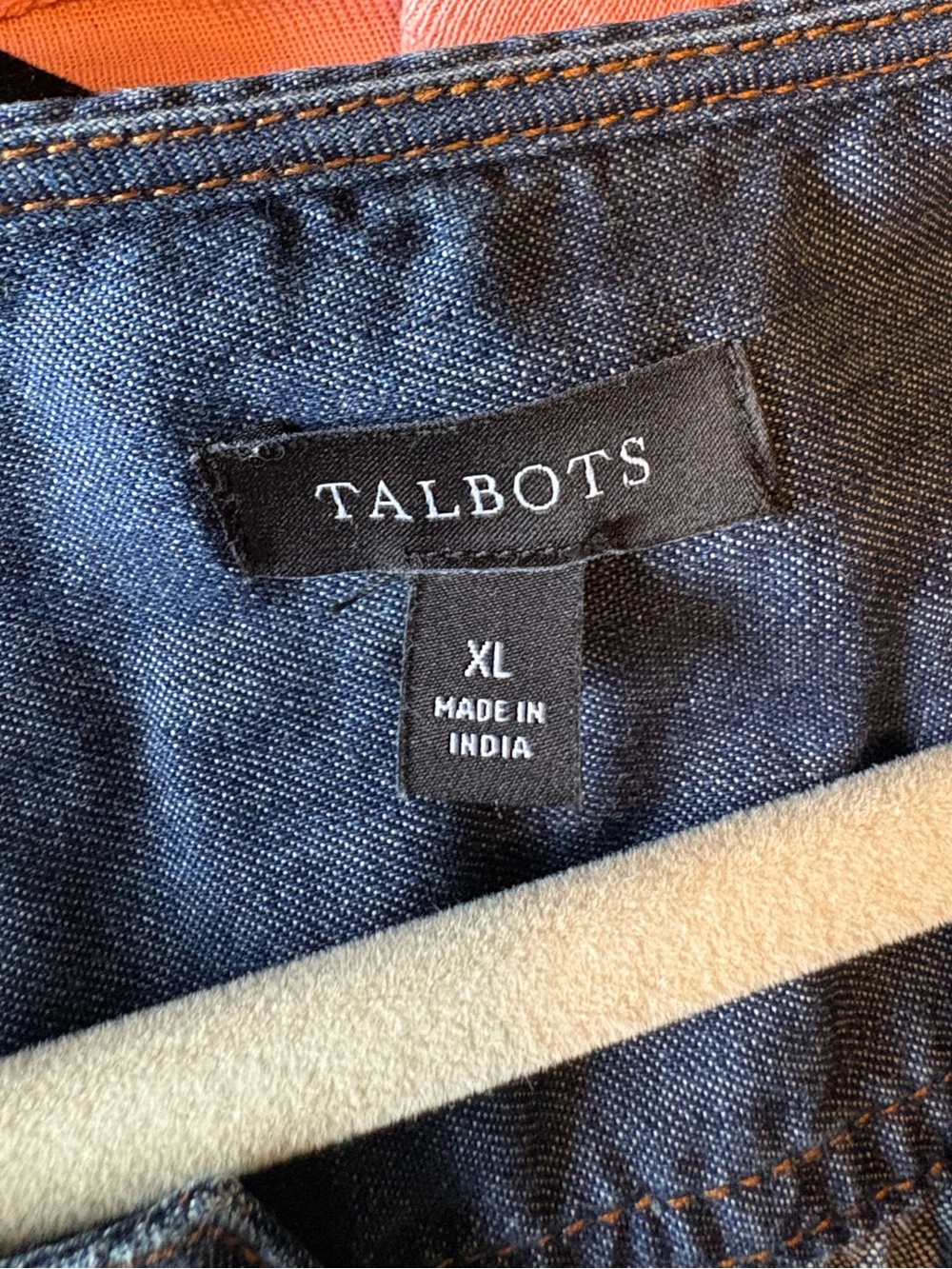 Talbots Chambray Puff Sleeve Top XL Indigo Denim Cottagecore - Picture 2 of 8